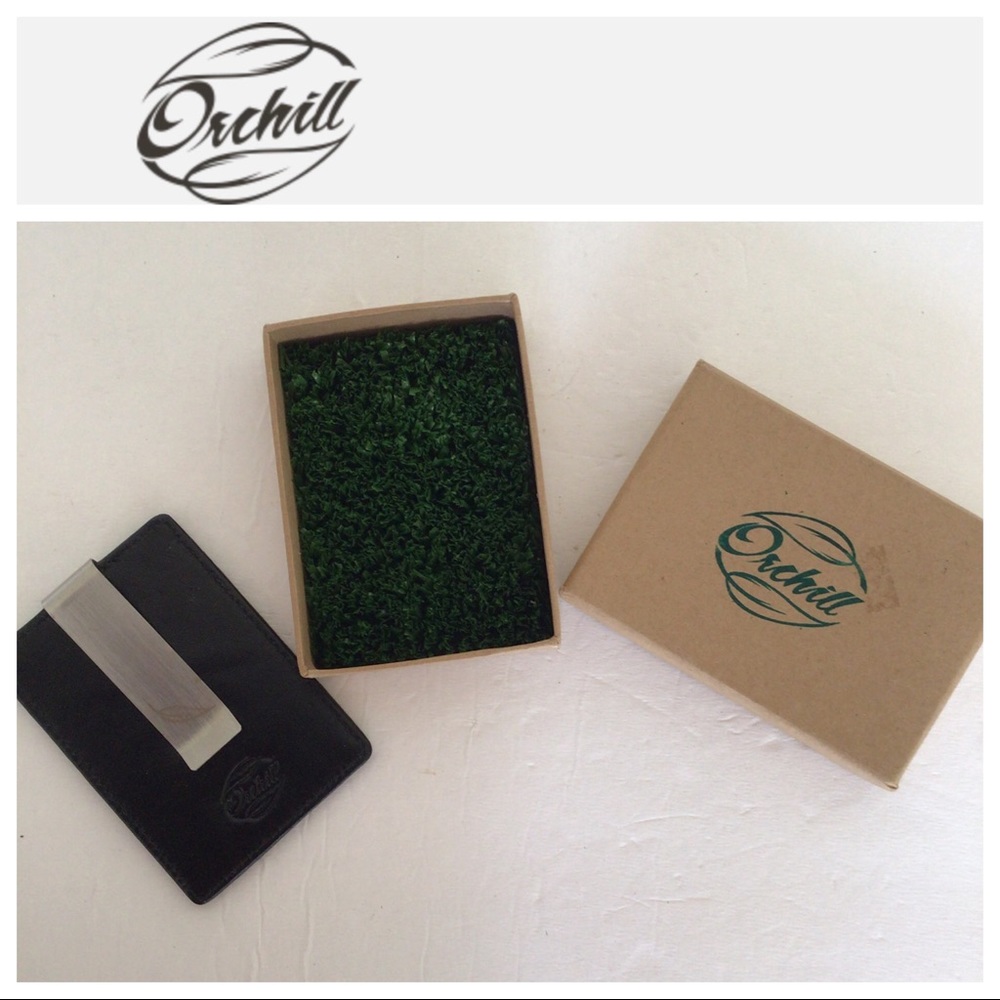 ORCHILL BLACK LEATHER CARD HOLDER WALLET NWOT